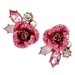 Betsy Johnson Glitter Rose Earrings