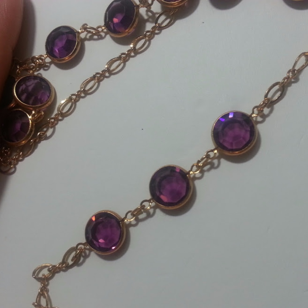 Vintage Arthur David Purple Crystal  necklace 30" - Picture 5 of 9