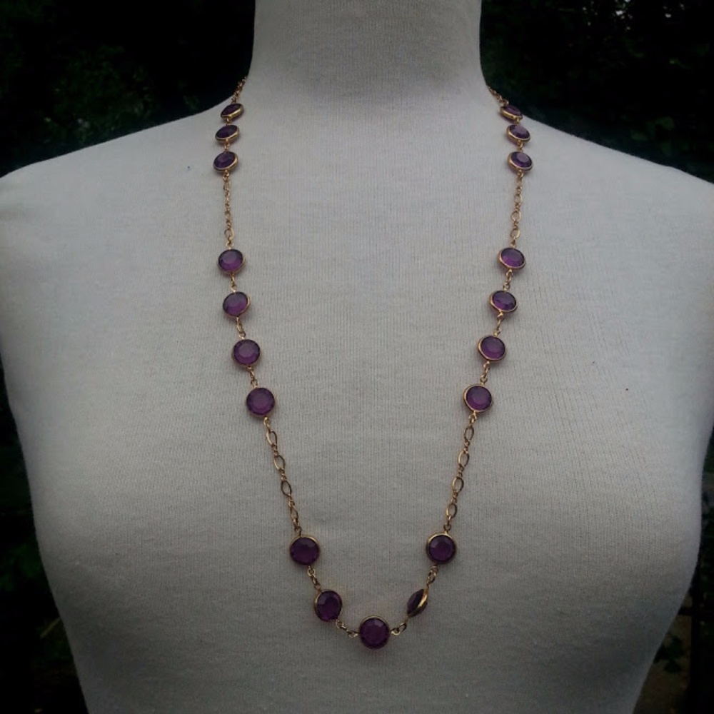 Vintage Arthur David Purple Crystal  necklace 30" - Picture 9 of 9