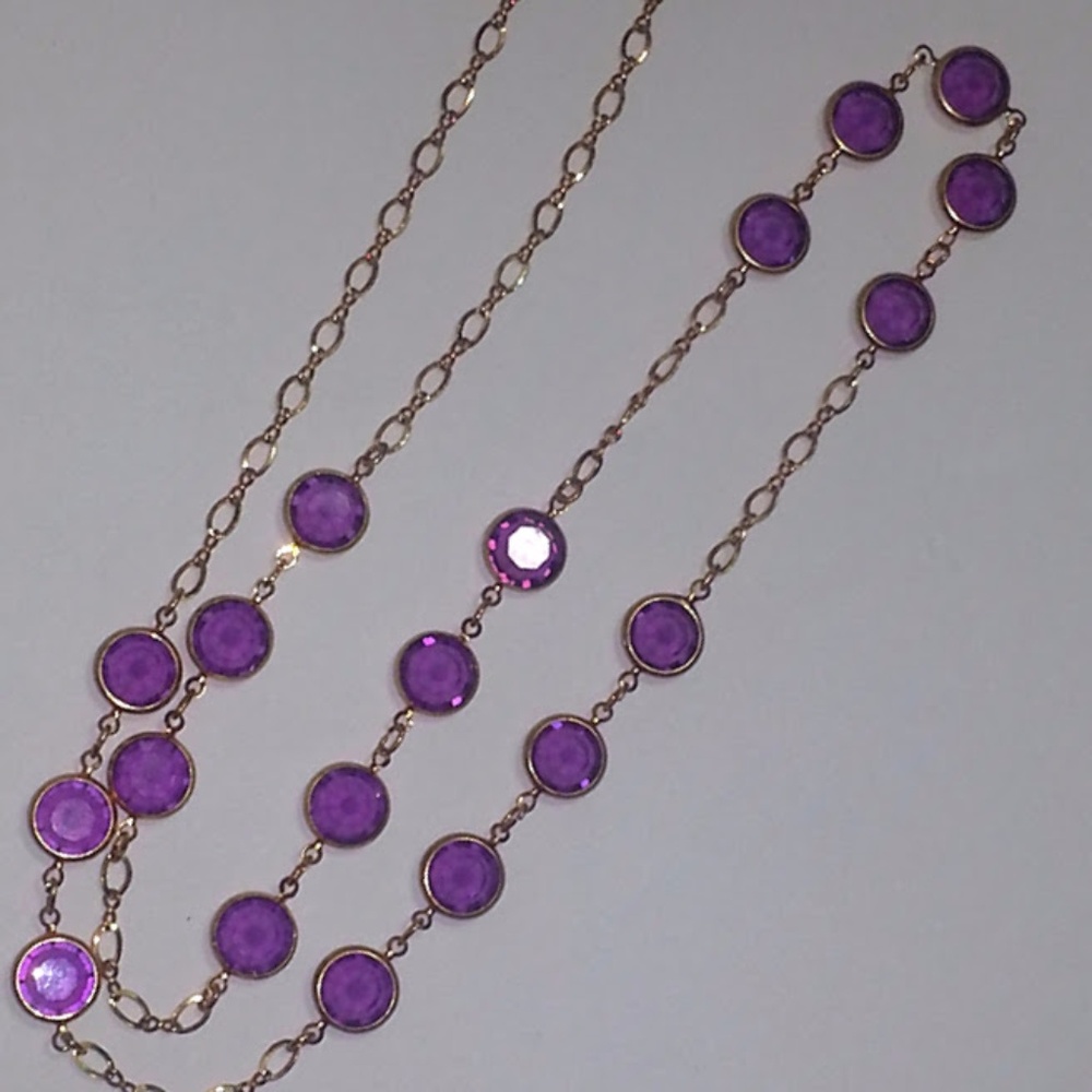 Vintage Arthur David Purple Crystal  necklace 30" - Picture 4 of 9