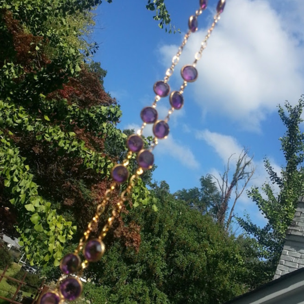 Vintage Arthur David Purple Crystal  necklace 30" - Picture 3 of 9