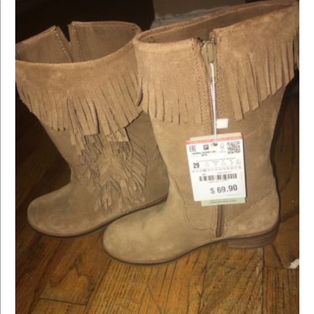 Zara Girls Fringed Suede Boots