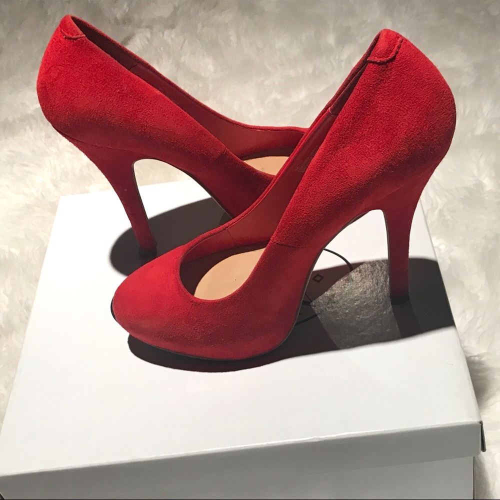 Red platform heels
