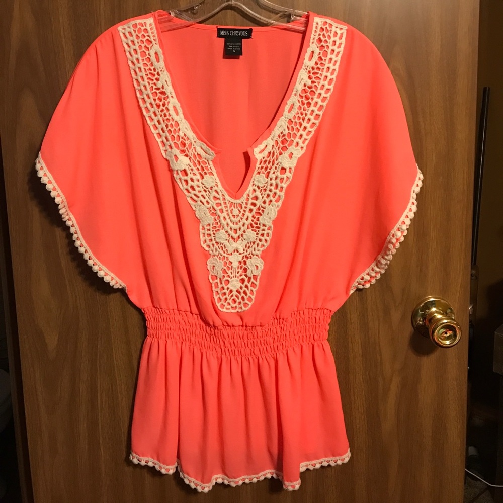 Neon pink blouse