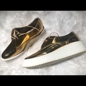 Zara gold platform sneakers