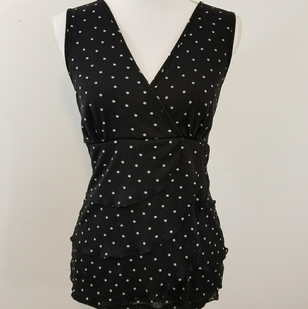 Maurices Black/White Polka Dot Top