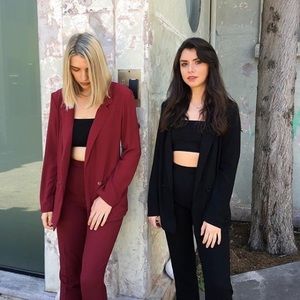 AA Red Crepe Pant Suit M