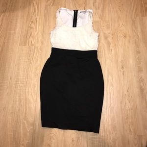 Black and white fitted dress