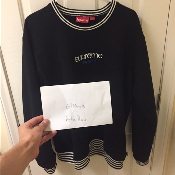 Supreme Classic Logo Stripe Ribbed CREWNECK (XL) - Picture 8 of 8