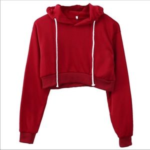 Red cropped hoodie