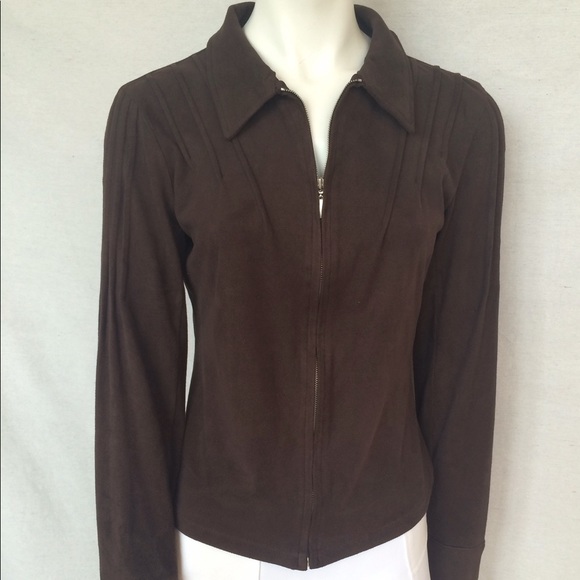 Victoria Secret Sexy Zip Espresso Suede Top RARE! New S VTG moda international