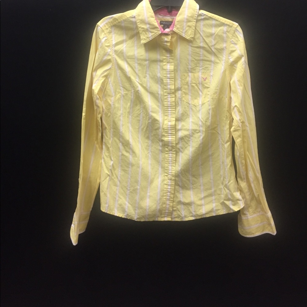 Yellow/Pink/White American Eagle Button Down
