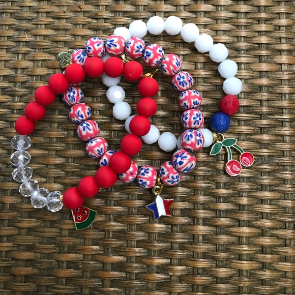 Children's gem jams bracelets red white and blue - Picture 1 of 1