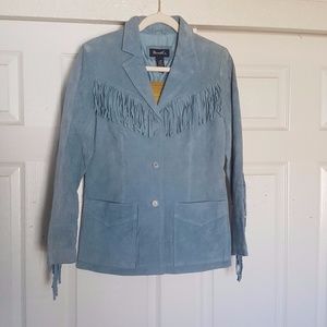 Denim & Co. Barn Fringed Leather Western Jacket