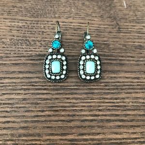 Blue art deco earrings