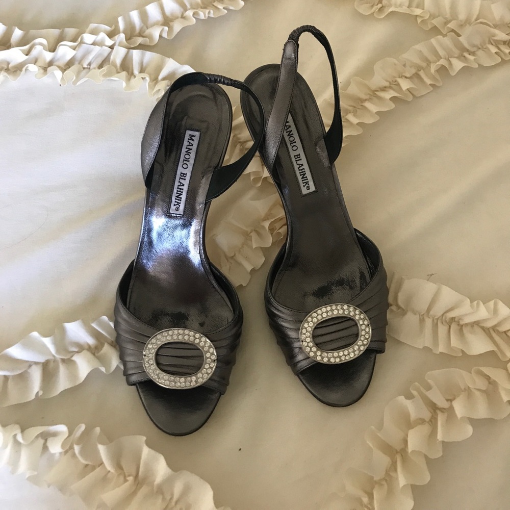 Manolo Blahnik grey heels