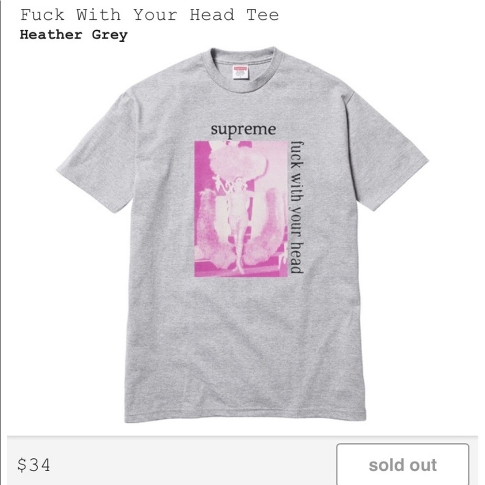 Supreme Fuck With Your Head Tee (Heather Gray) (L)