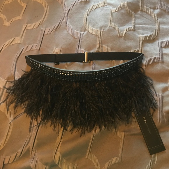 Bcbg ostrich feather belt Outlet