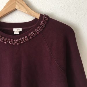 Burgundy sweatshirt material jewel sweater