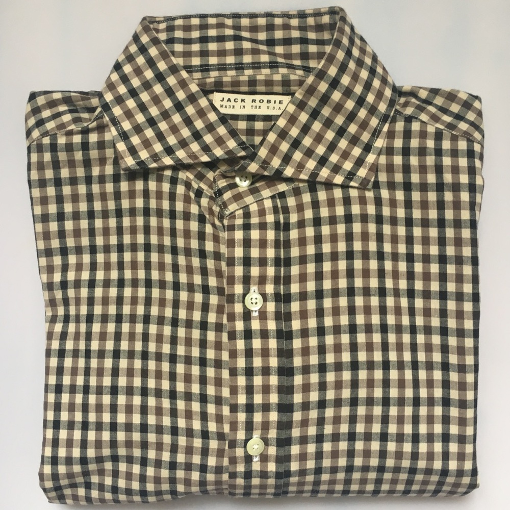Brown & Black Check Spread Collar