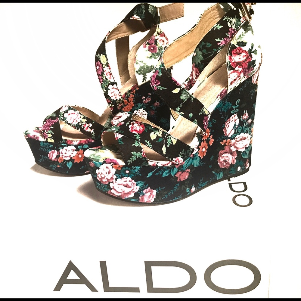 ALDO floral wedged heels