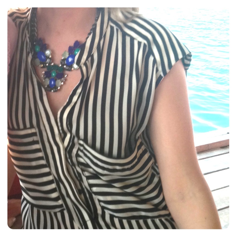 Zara Trafaluc striped button down top