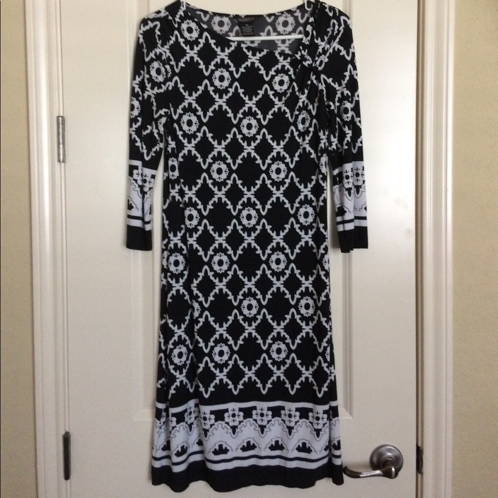 Patterned Black and White Dress