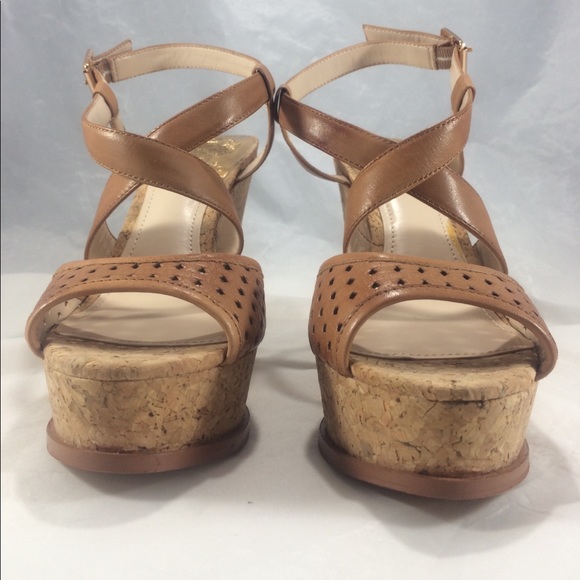 Brand New Vince Camuto brown leather & cork wedges - Picture 6 of 8