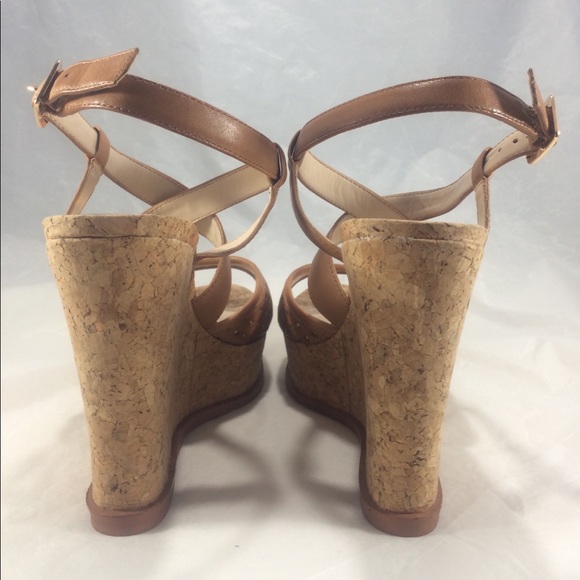 Brand New Vince Camuto brown leather & cork wedges - Picture 7 of 8