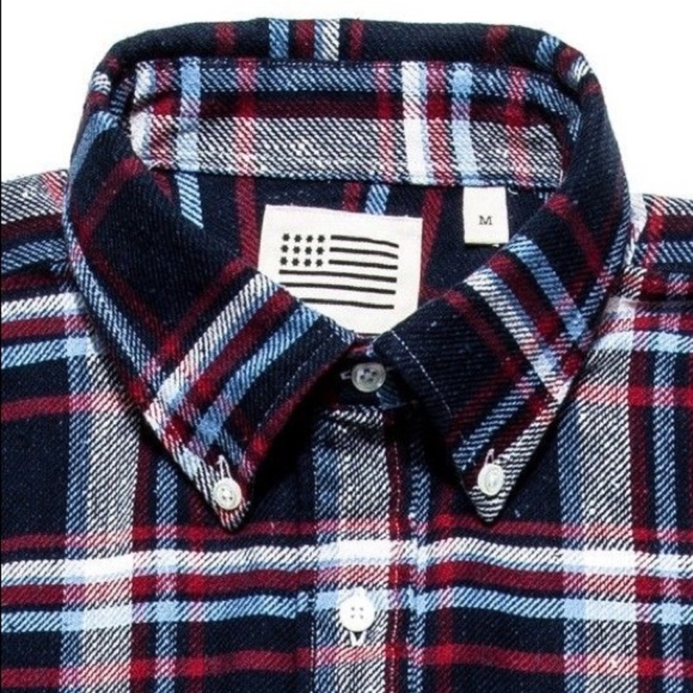 Navy Stripe Flannel Button Down