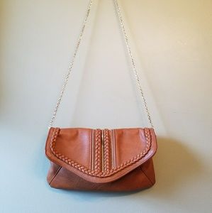Brown faux leather shoulder bag