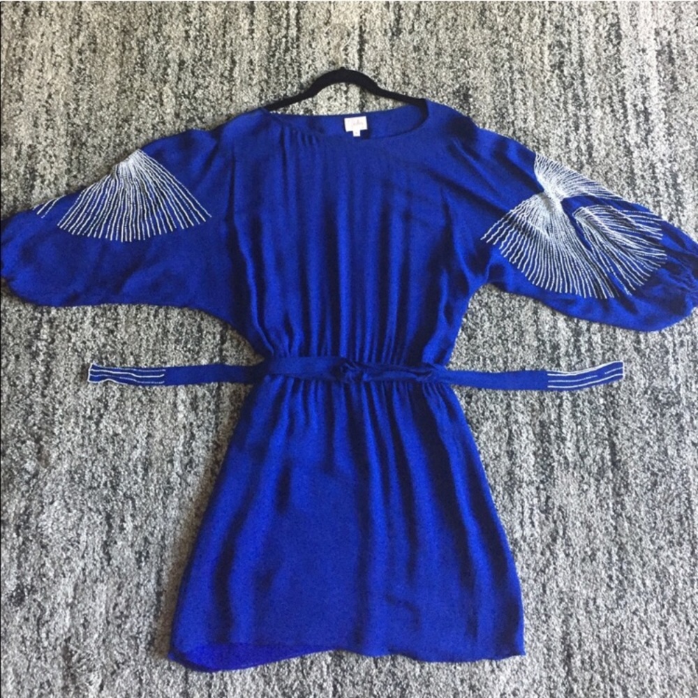 Parker Batwing Beaded Silk Dress
