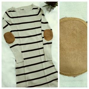 *one A* bold stripe faux suede knit sweater