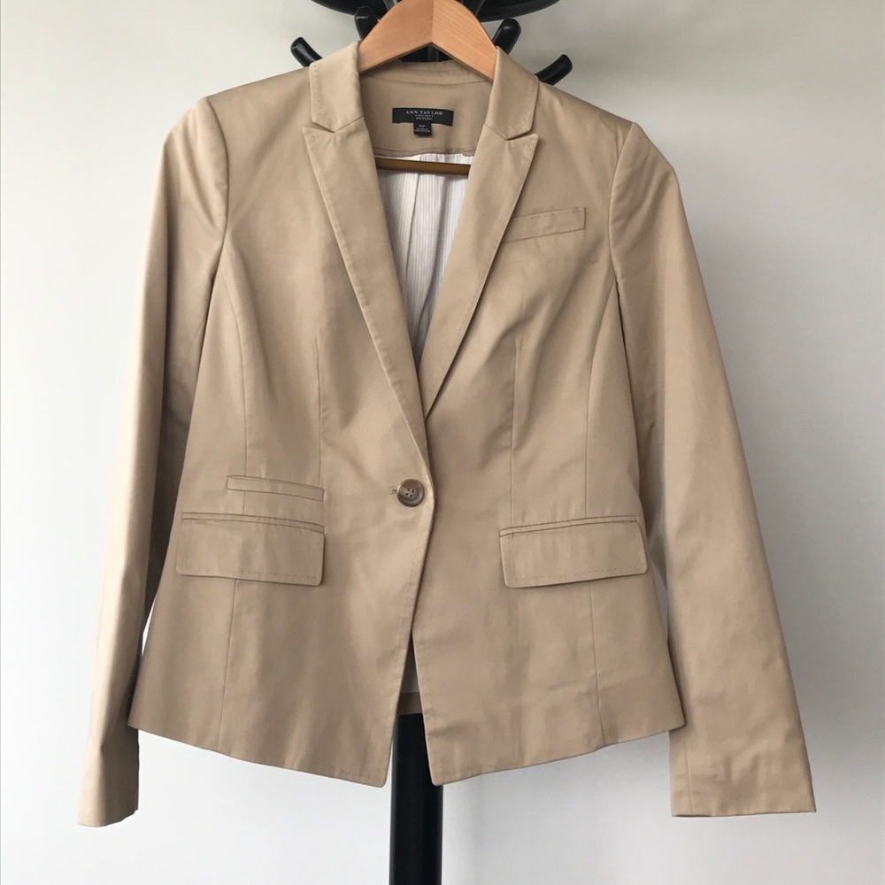 Ann Taylor Petit Cotton Sateen One Button Jacket