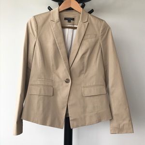 Ann Taylor Jackets \u0026 Coats | Ann Taylor Petit Cotton Sateen One Button Jacket | Color: Tan | Size: 4p | Clairechmurphy's Closet