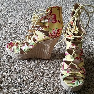 Yellow floral heels