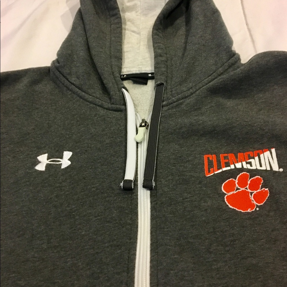 LIKE NEW ZIP UP CLEMSON HOODIE UNDER ARMOUR LARGE