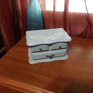 Pretty blue refurbished jewelry box