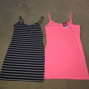 2 body con dresses (navy blue & hot pink)