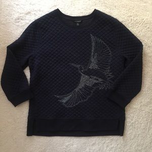 Banana Republic Quilted Navy 3/4 Length Sweater M