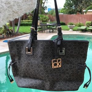 Classic Calvin Klein brown leather tote