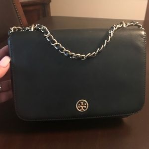 Tory Burch leather bag black with gold chain