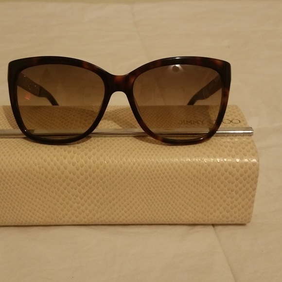 JIMMY CHOO Cora Gold Crystal Sunglasses with Case - Picture 3 of 5