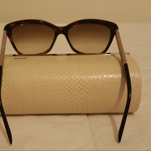 JIMMY CHOO Cora Gold Crystal Sunglasses with Case - Picture 4 of 5