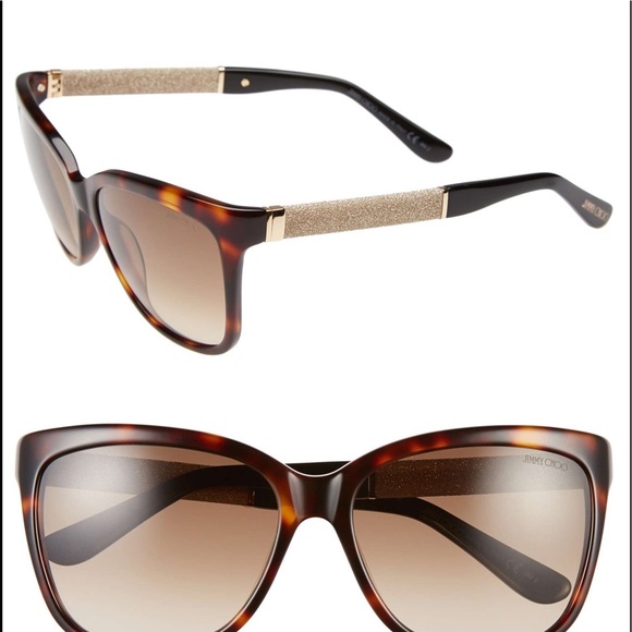 JIMMY CHOO Cora Gold Crystal Sunglasses with Case - Picture 2 of 5