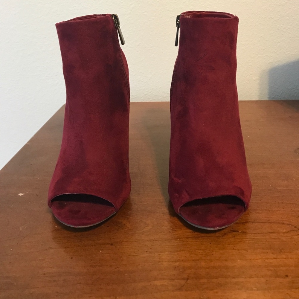 Burgundy Peep toe Heels