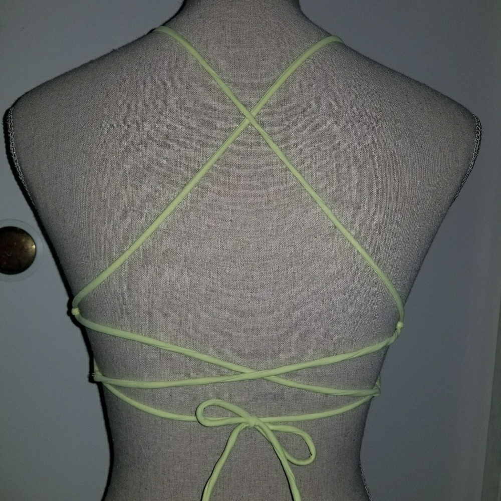 New neon yellow strappy bikini