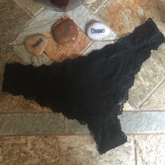 PINK Black Lace Trim Thong - Picture 3 of 3