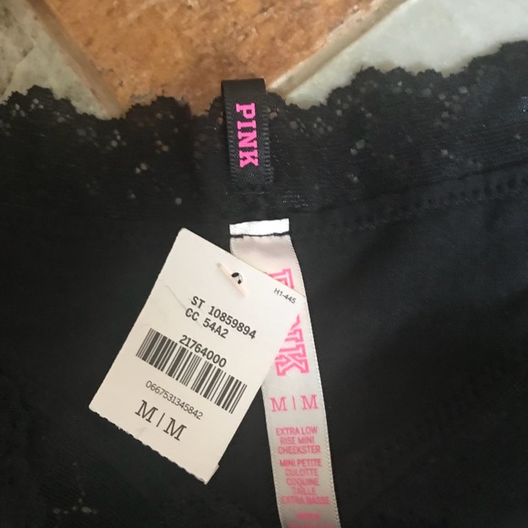 PINK Black Lace Trim Thong - Picture 2 of 3