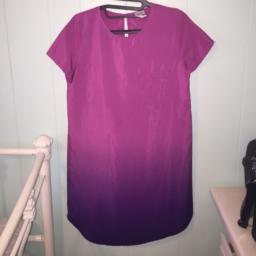 OMBRÉ DARK PINK TO PURPLE SHIFT DRESS